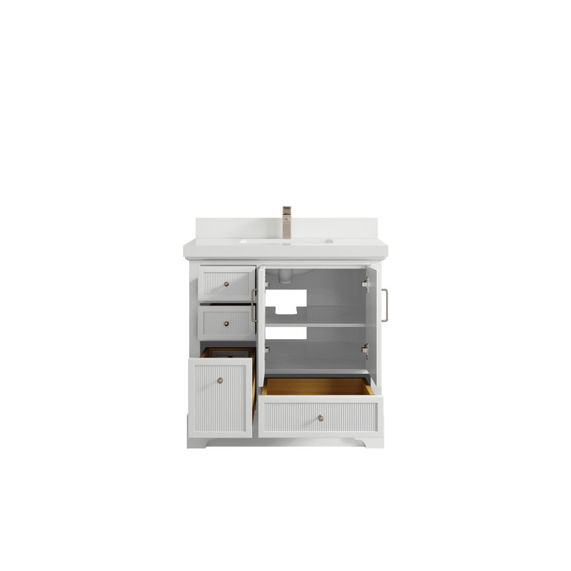 Meuble-lavabo simple 36 po avec plateau Alys, Blanc