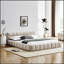 Structure de lit rembourrée avec un tissu en chenille épais et une tête de lit confortable, parfaite pour les chambres à coucher modernes et pour un sommeil confortable-483809110-483809105