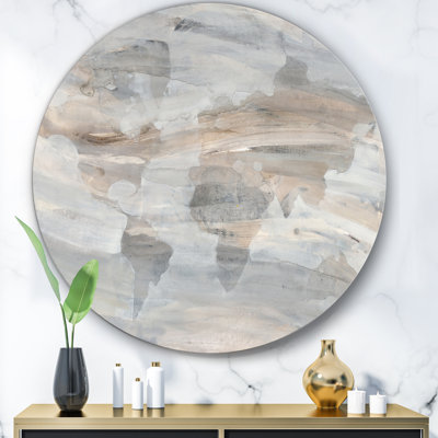 Misty World Map, Circle - Painting Metal Circle