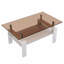 Table basse rectangulaire de salon en verre trempé avec plateau en MDF et verre brun-146368532-146368533