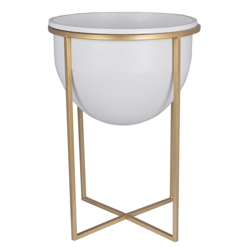 Tevis Metal Plant Pot, White
