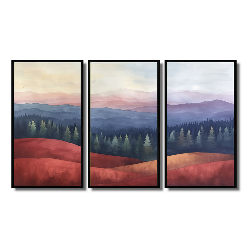 Christner - ensemble d'art mural campagne, H 40 po x l 60 po x P 1 po, Toile avec cadre flottant noir
