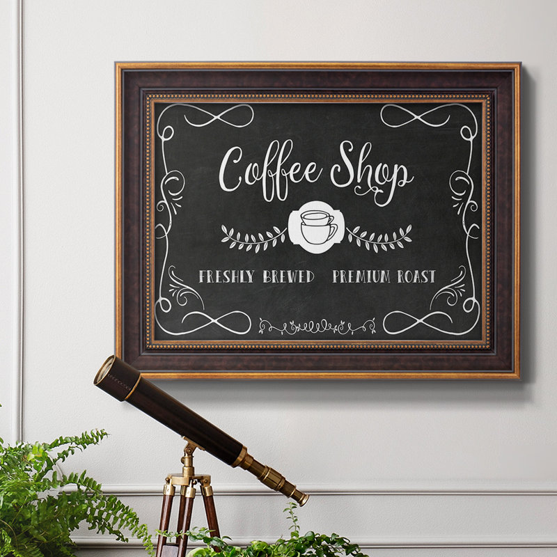 «Kees Coffee Shop», art textuel encadré sur toile, H 21 po x l 25 po x P 2,5 po