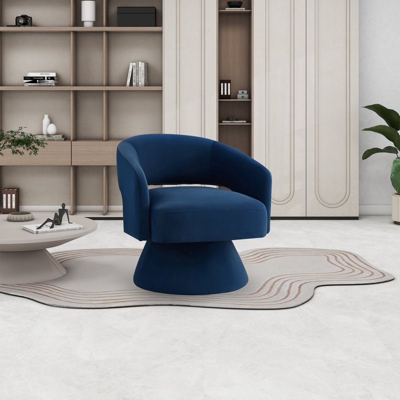 Fauteuil demi-tonneau pivotant moderne et doux, Velours taupe