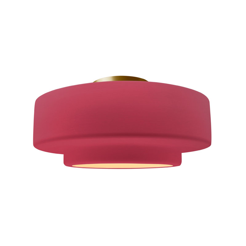 Plafonnier semi-encastré Radiance, H 7,25 po x l 14,5 po x P 14,5 po, Cerise, Laiton brossé