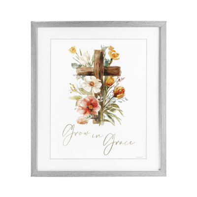 Grow In Grace Cross Framed Print Under Glass, design by Svetlana Aleynikova