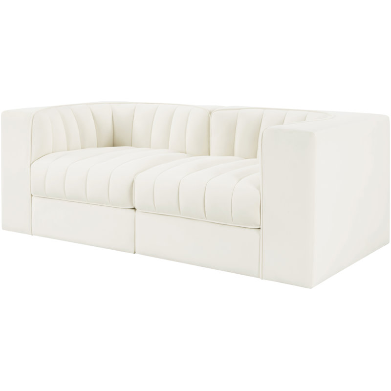 Tissu de performance en velours Rummi 2 pièces Canapé modulaire, Crème
