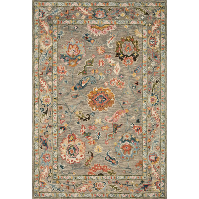 Norge Oriental Handmade Looped Wool Gray / Beige Area Rug