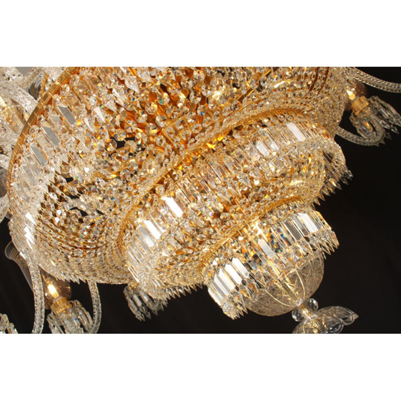 Lustre lumineux 20ème siècle Ormolu, H 56 po x l 33 po x P 33 po, Clair, Plaqué or