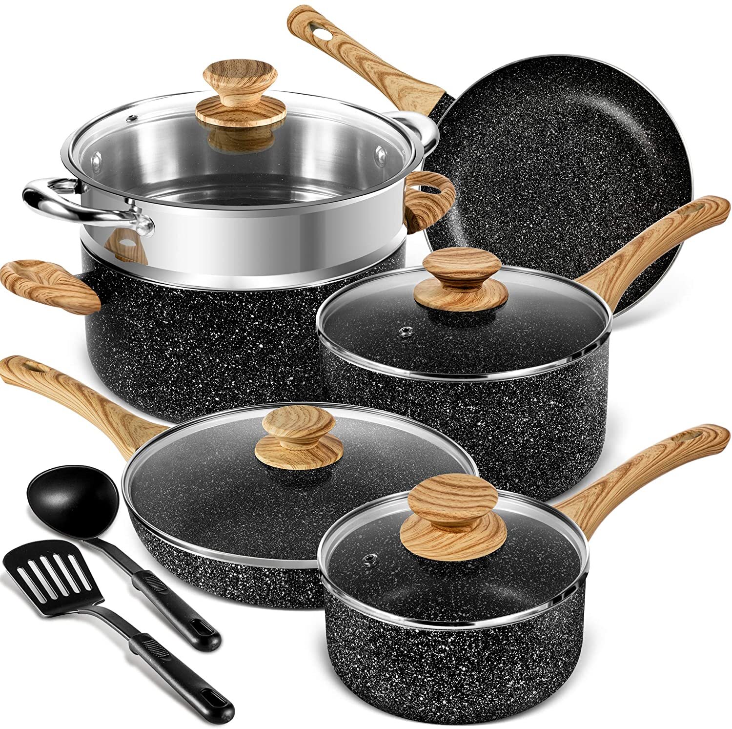 MICHELANGELO Stainless Steel Saucepan Set, 1QT & 3QT Saucepans with Lids,  Nonstick Sauce Pan with Lid, Stainless Steel Pot Set 4 Pieces, Dishwasher