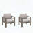Set of 2 All-Weather Metal Patio Armchairs with Beige Cushions (Khaki Frame)-1205195056