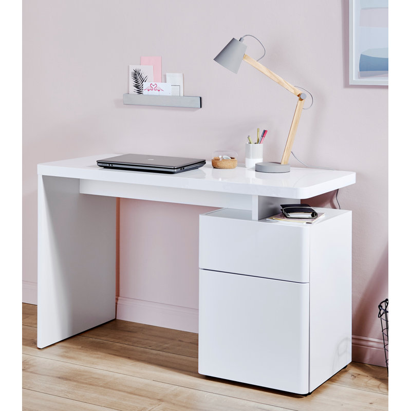 Hollice Desk, High Gloss White
