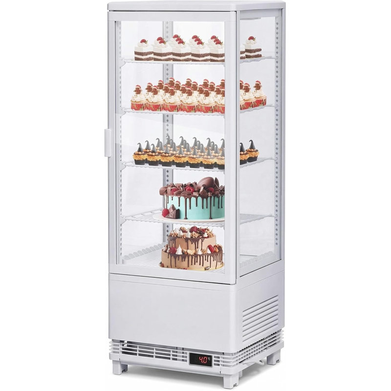 3.5 Cu Ft Commercial Display Refrigerator, Glass Door Beverage Fridge with LED White