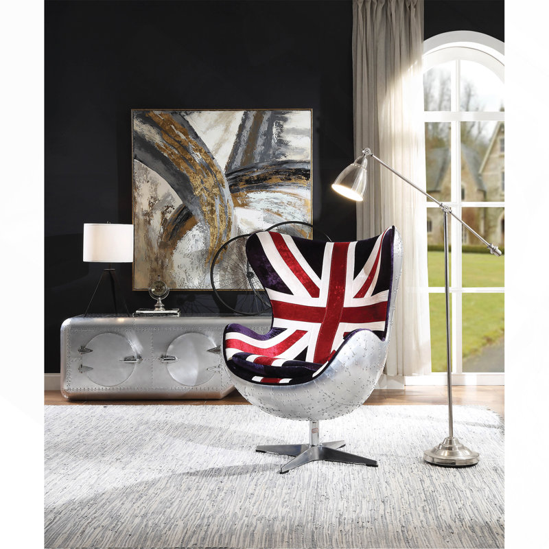 Chaise d'appoint en tissu et aluminium avec motif