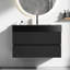 Meuble de salle de bain mural avec texture noyer et système de tiroir noir, combinaison de couleurs de meuble-lavabo moderne, rangement spacieux-1566807247