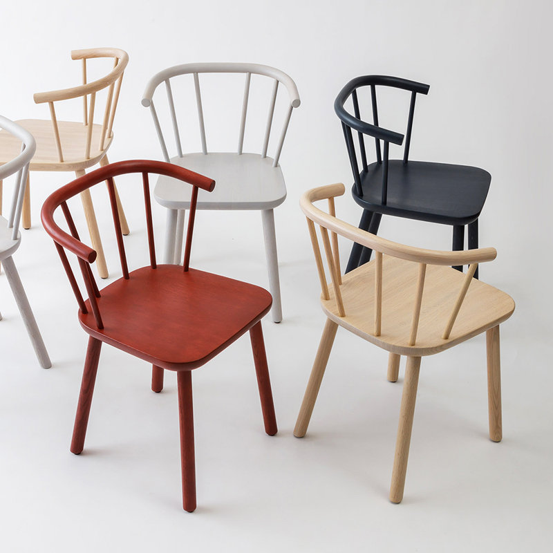 Studio Solid Wood Arm Chair, Black Blue
