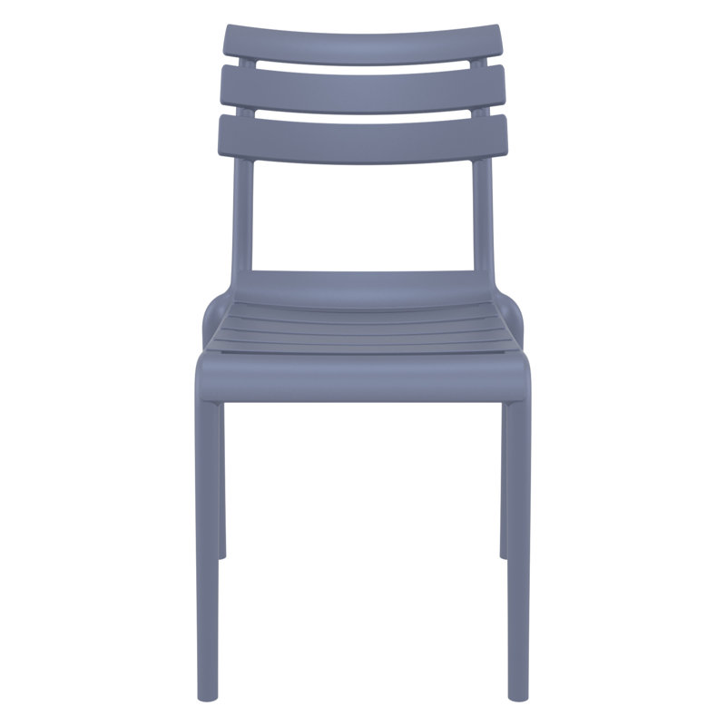 Aragons Stacking Patio Dining Side Chair, Dark Grey