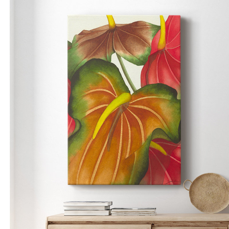 Anthuria I - peinture sur toile tendue, H 12 po x l 8 po x P 1 po