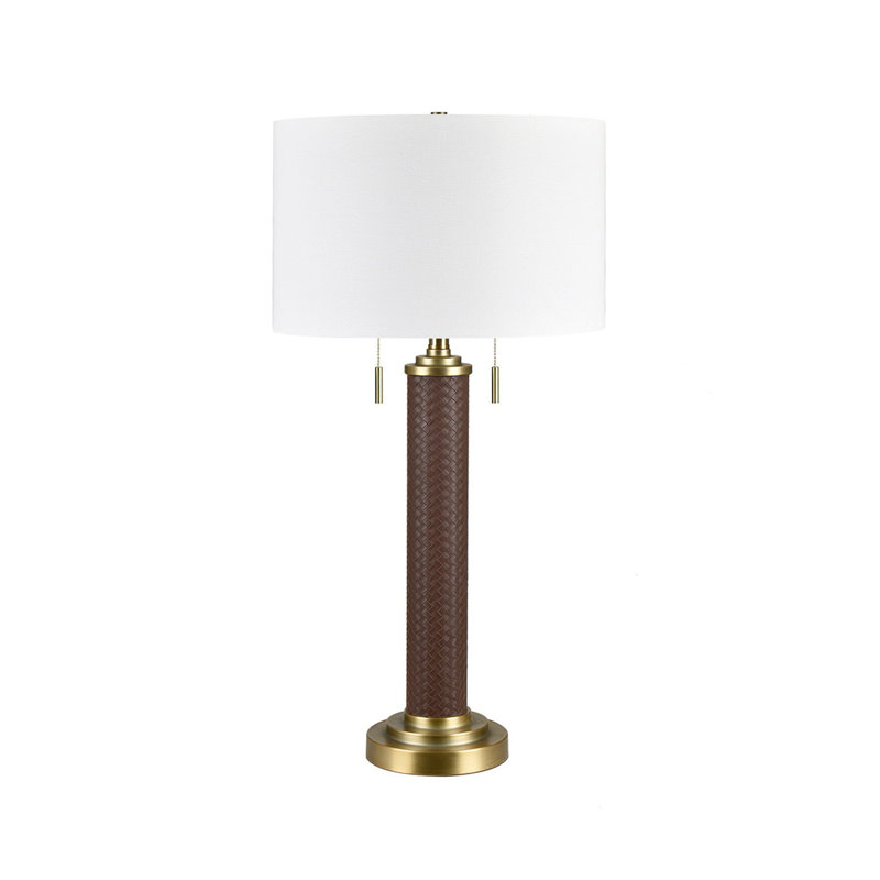 32.5" Metal Table Lamp With White Shade