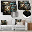«Blue and Bleige Robot Revolution - Art mural en métal science-fiction» MT135952-2142043905