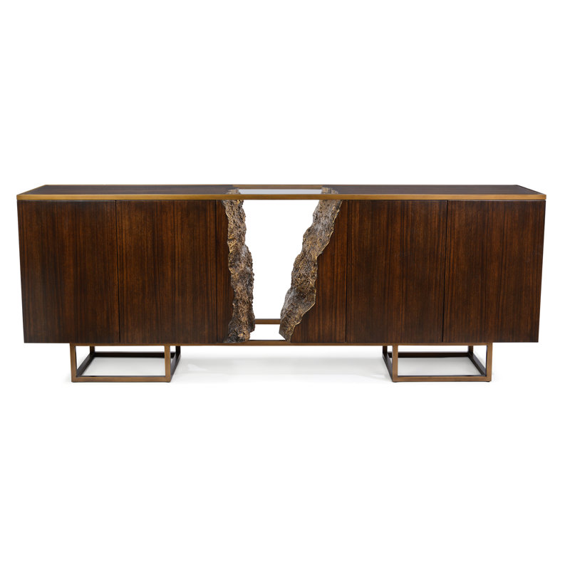 Terra Four-Door Credenza, White, Brown