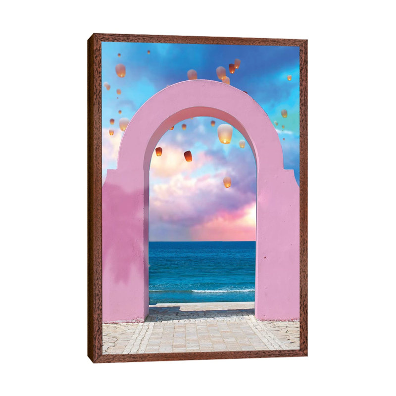 Arch And Lanterns by Erin Summer - Print on Canvas, Classic Brown Wood Framed, 66.04cm H x 45.72cm W x 3.81cm D