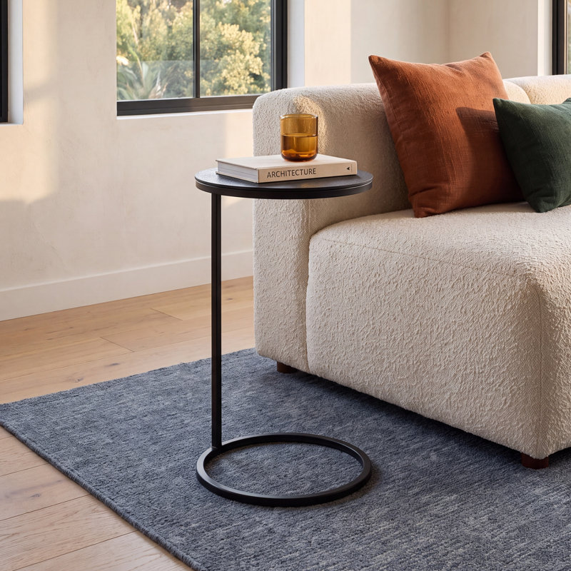 Addie Iron Base End Table, Aged Black Top/Aged Black Base