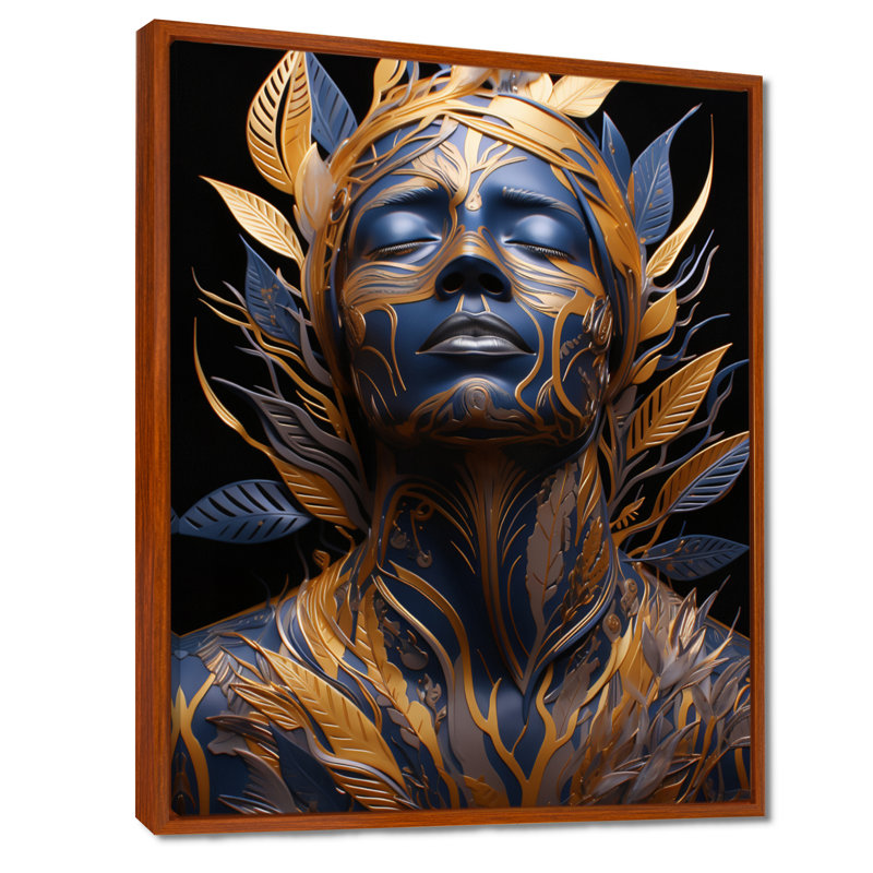 «Botanical Man Portrait - Abstract Portraits», décoration murale, Toile avec cadre flottant brun, H 32 po x l 24 po x P 1 po