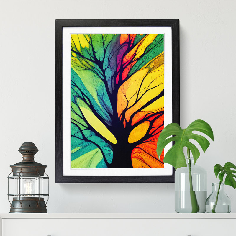 Tree Abstract In Colour Vol.12 - Single Picture Frame Print, Black, 64cm H x 46cm W x 2cm D
