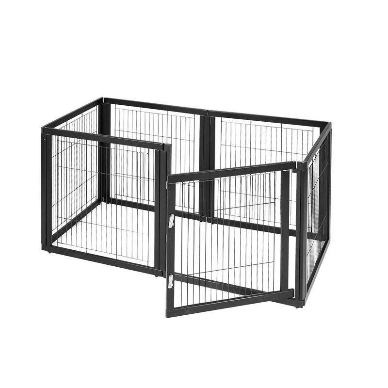 Kulm Wood Adjustable Free Standing Pet Gate With Door
