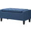 Banc de rangement rembourré, aspect classique, revêtement en lin bleu foncé, pieds en bois d'hévéa, commode spacieuse, largeur de 36,25 po, profondeur de 15,75 po, capacité de 330 lb, banc d'entrée