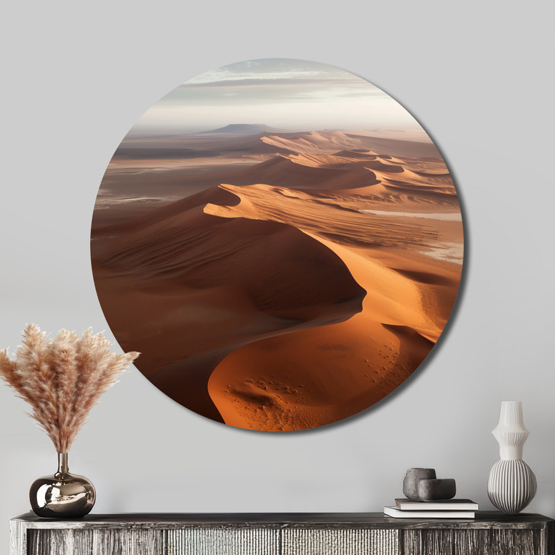 Marichelle - Global Brown, reproduction d'art sur métal, désert rond, art mural en métal, H 16 po x l 16 po