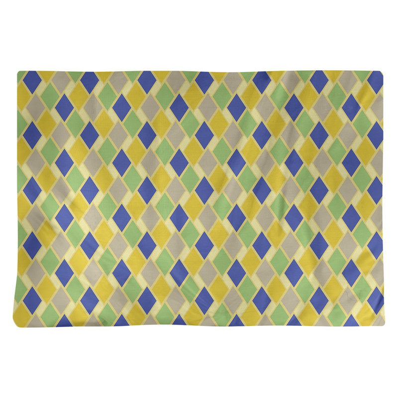 Napperon en coton 18 "Retro Diamonds, Jaune / Bleu
