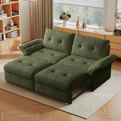82" Chenille Upholstered Sleeper Sofa with 3-in-1 Pull-Out Bed, Loveseat for Living Room, Apartment