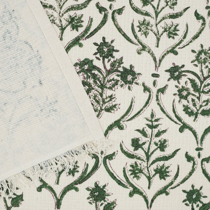 Floral cotton Hand Block Print Waffle Towels - Perfect Gift for Friends & Family, Stylish and Functional"Vishalpushp", Green