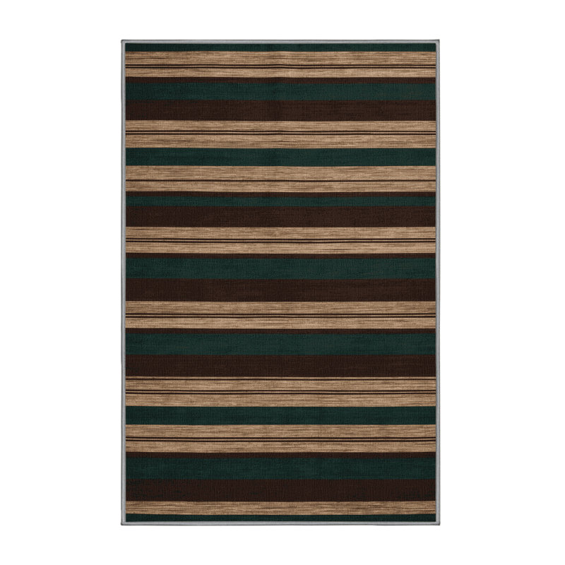 Tapis brun à rayures horizontales lavable à la machine, Tapis de couloir 2 pi x 5 pi
