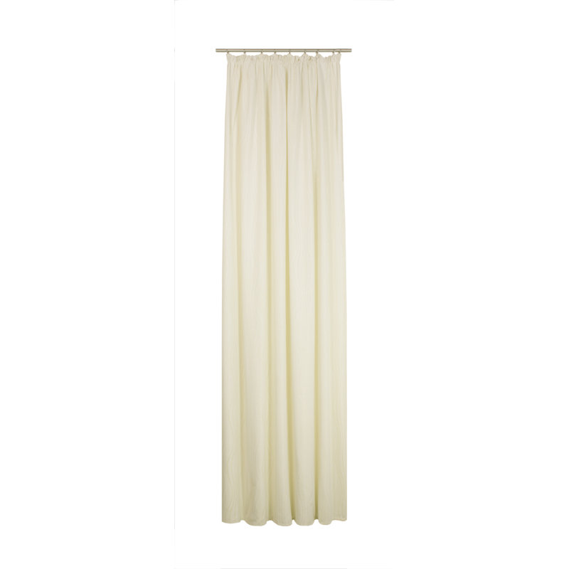 Alderete Pencil Pleat, Single Curtain, opaque, 132cm Width x 245cm Drop, Cream/Gold