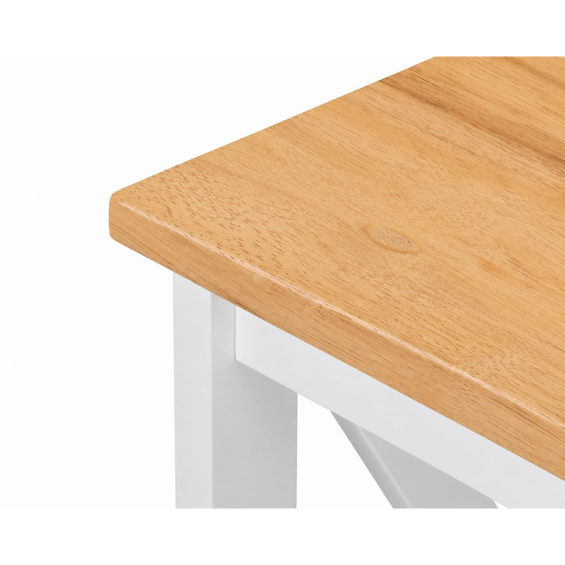 Table d'appoint Bella Vita avec tablettes ouvertes, Plateau naturel / structure blanche