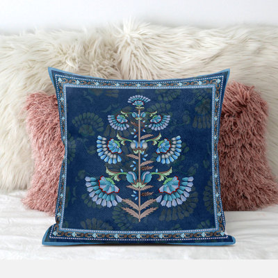 16X16 Blown Seam Broadcloth Floral Throw Pillow