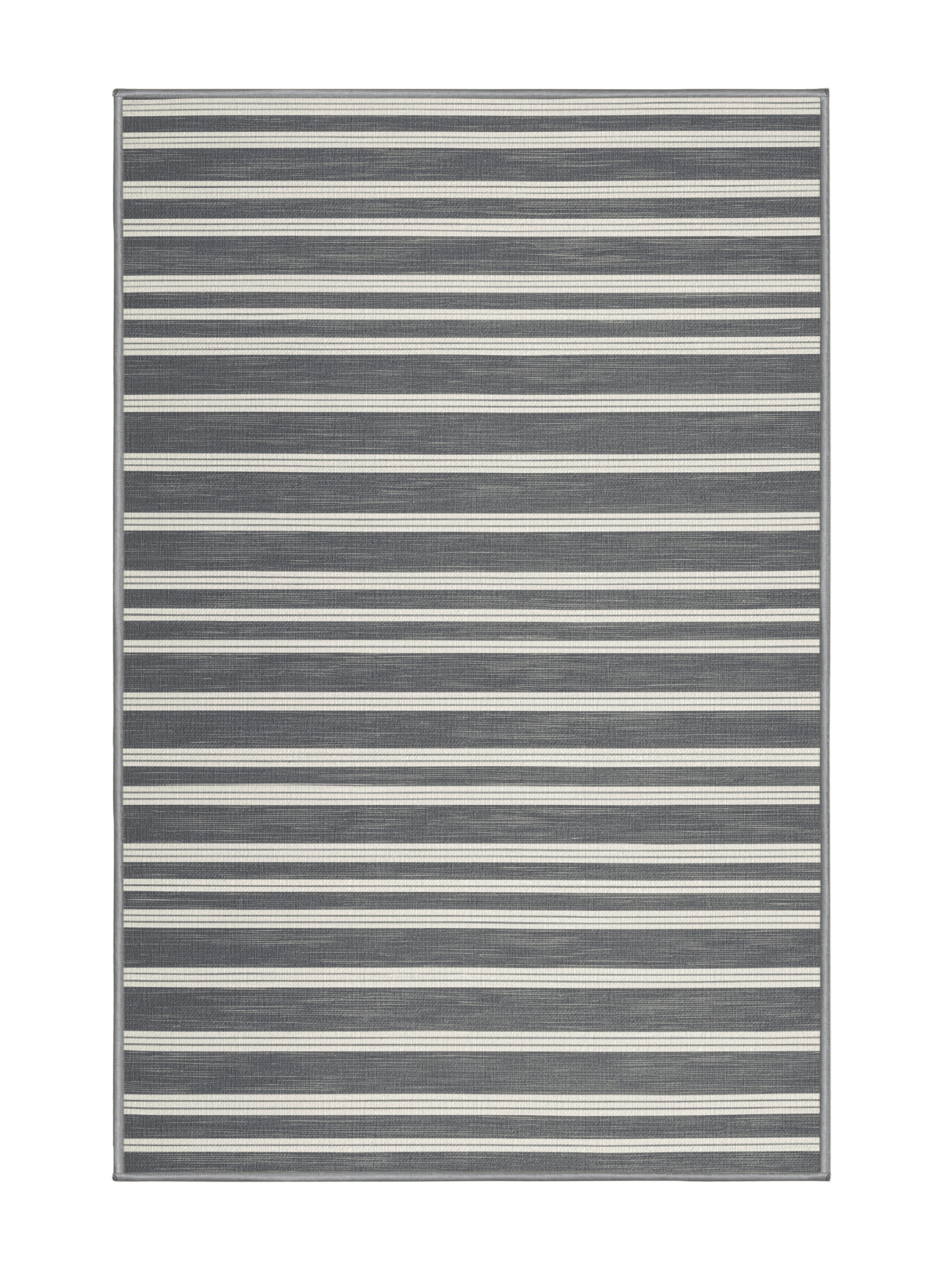 Hokku Designs Machine Washable Horizontal Stripes Gray Area Rug | Wayfair