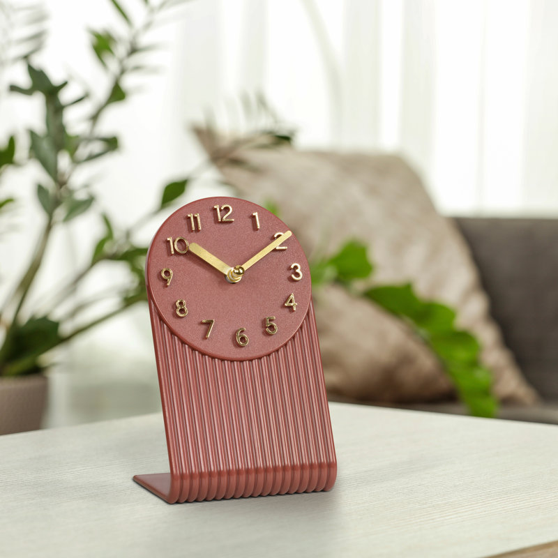 Horloge de table à quartz Grooves, rouge brique, Rouge