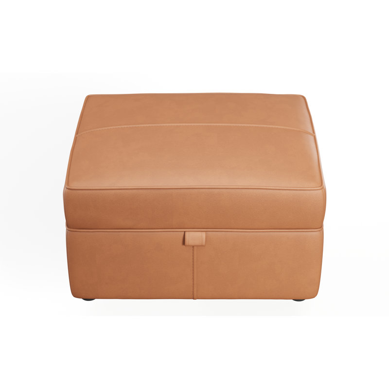 Marylin Wide Rectangle Footstool Ottoman with Storage, Saddle
