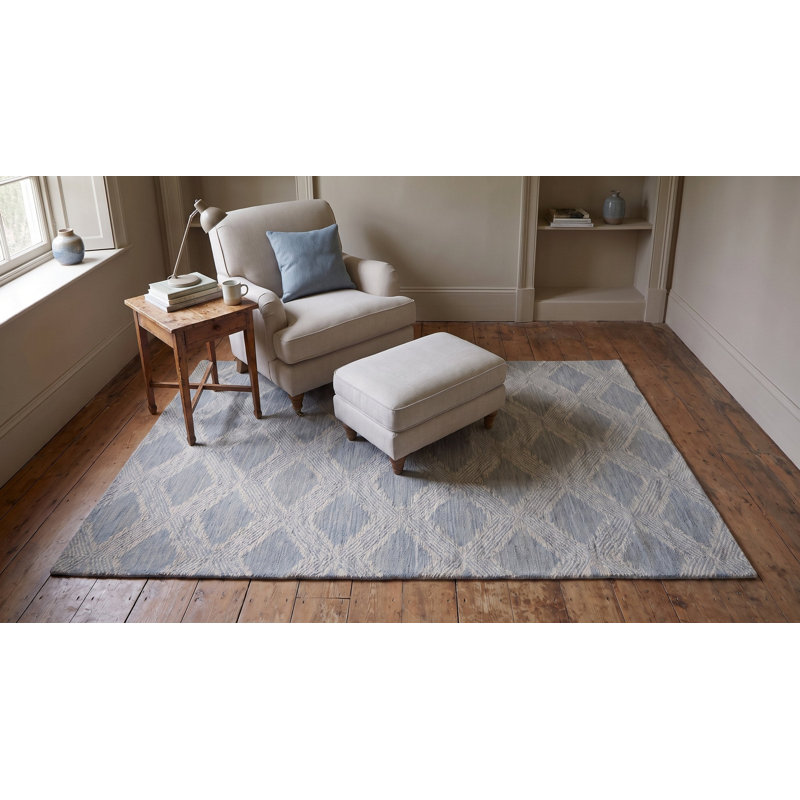 Hand Tufted Wool Geometric Area Rug in Gray, 5' x 8'