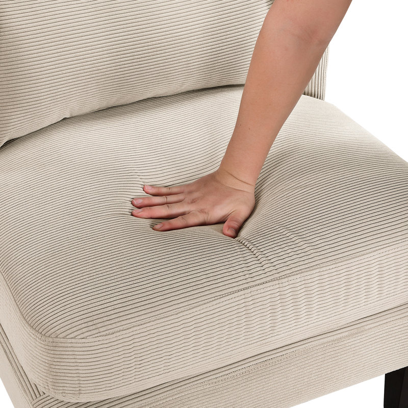 Chaise en velours côtelé taupe avec coussins de siège réversibles et hauteur de 19 po, Taupe