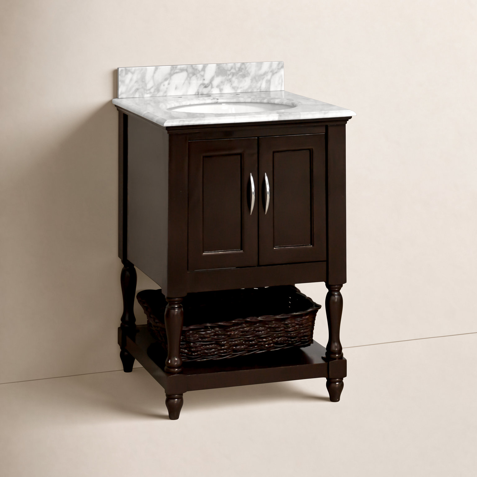 24'' Single Bathroom Vanity, Chocolate, Carrara Marble