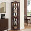 Vitrine de coin lumineuse avec portes et tablettes en verre trempé - Élégant rangement en chêne pour le salon et la chambre à coucher - Cerisier foncé