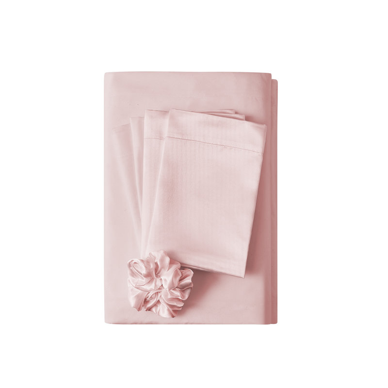 Ensemble de draps 5 pièces avec accessoires en satin simple, Rougir