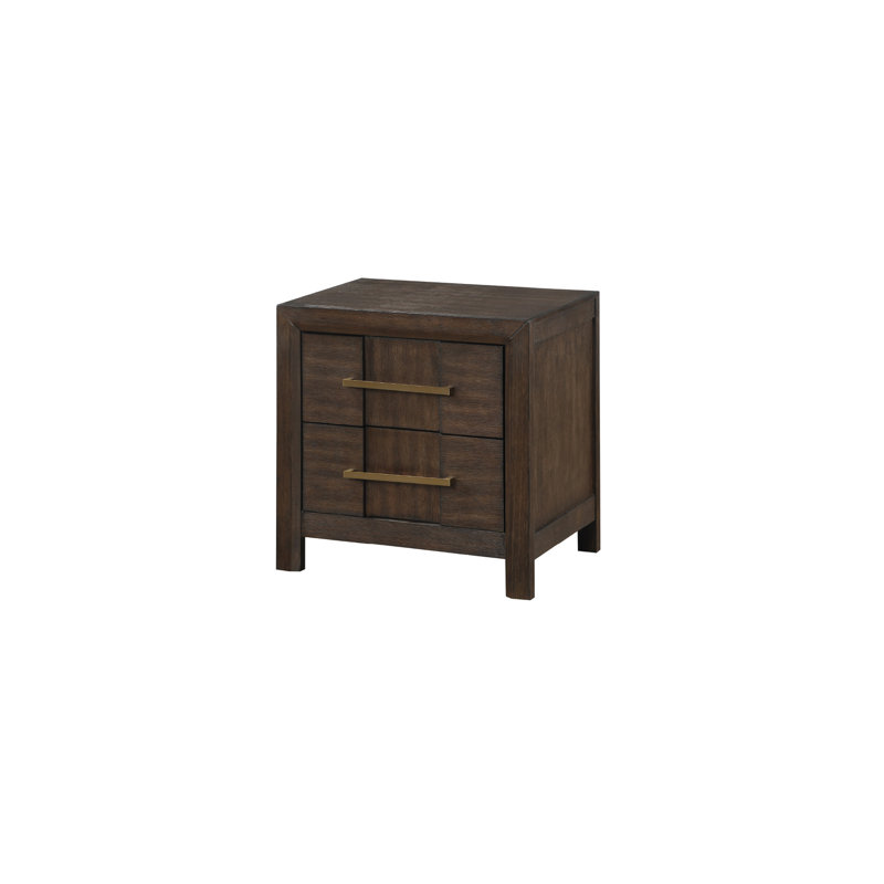 Table de chevet 2 tiroirs de style moderne en bois de noyer