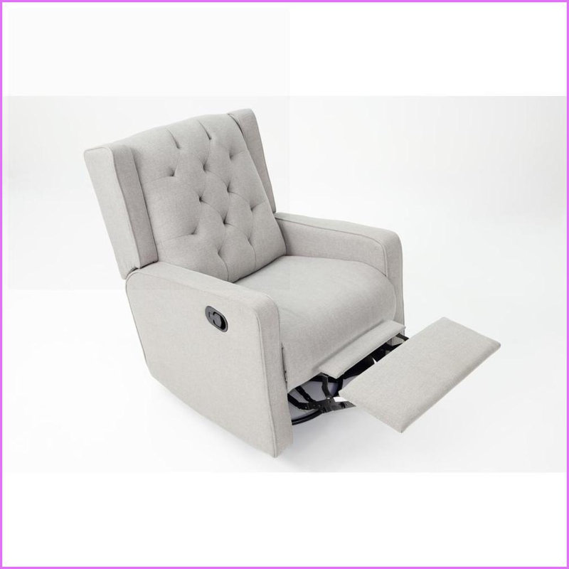 Recliners Manual Swivel Glider Chair with Diamond Tufting | Light Grey Fabric