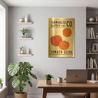'Kitchen Garden Seed Packet 3' By Melissa Averinos Gold Metal Wall Art, 24" x 36"